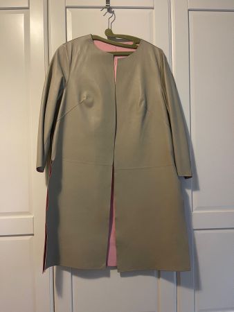 Ledermantel wendbar (beige / rosa), Gr. 36/38