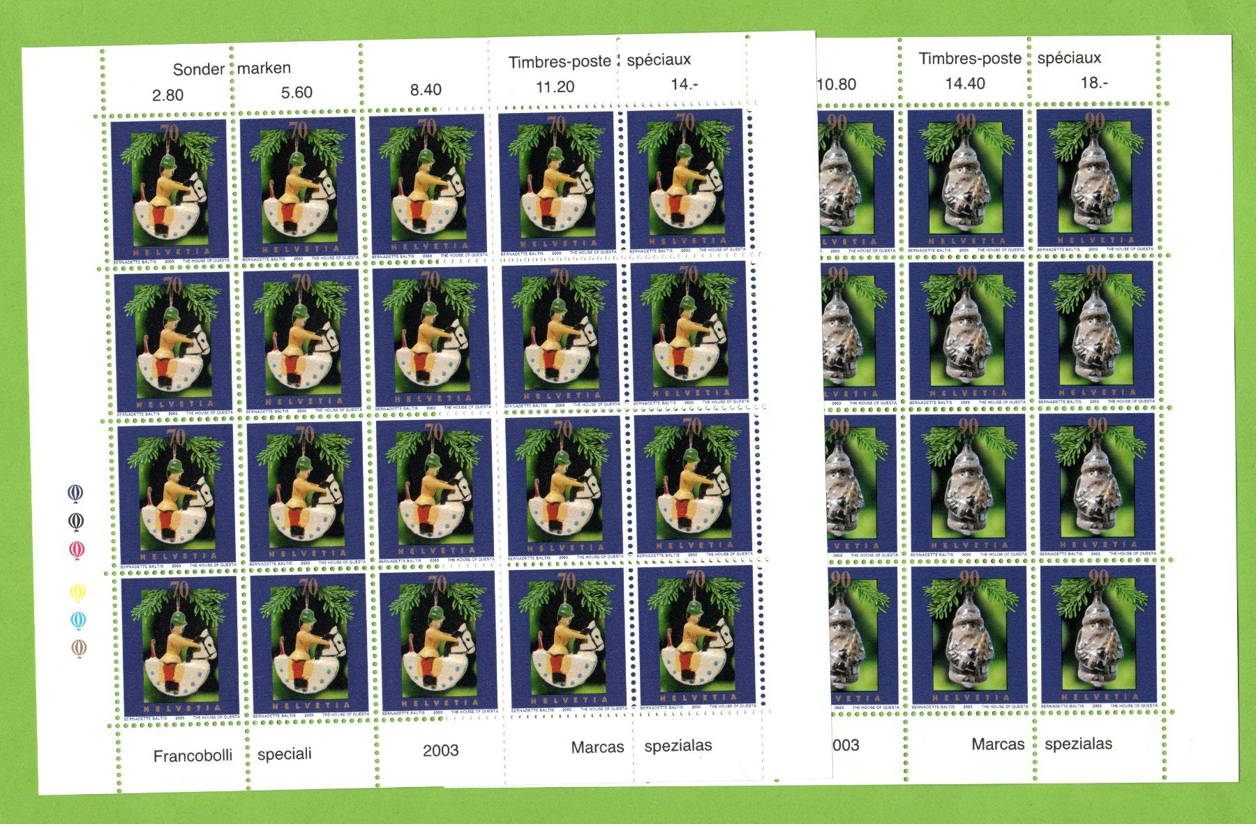 Tutti i francobolli: 2003 Weihnachten ganze Bogen postfrisch SBK 96.-- – Nuovo (secondo la descrizione) da Stein am Rhein venduto da Huehnerhund