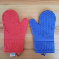 2 Ofenhandschuhe Silikon rot und blau neu