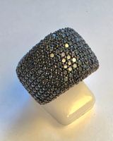 Ring Damen Silber mit schwarzen Spinel EdelSteinen Grösse 53