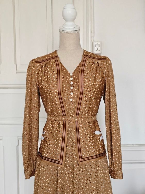 Vestiti: Vintage Kleid, Braun, Muster, Gr. 38/M – Usato da Ried-Brig venduto da Zzyzx 6