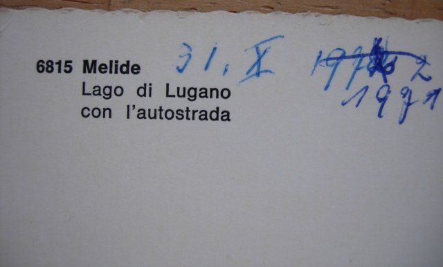 Cartoline postali: Ansichtskarte ungelaufen - Melide / Autostrasse über den See – Usato da Dübendorf venduto da rumpumpel 3
