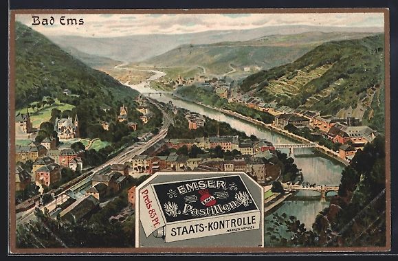 Articoli pubblicitari: Litho Bad Ems, Panorama und Medikament E – Usato da Berlin venduto da bartko-reher
