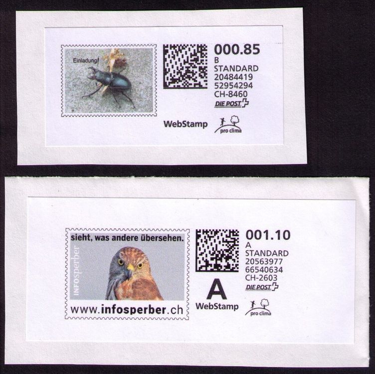 5 WEBSTAMPS__Postauto+Sperber+Hirschkäfer (Gebraucht) in Marthalen für ...