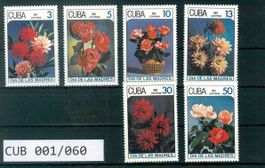 KUBA 6 BRIEFMARKEN BLUMEN