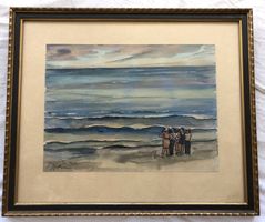Paul Robert Perrin (1904-1954) Aquarell Strandszene