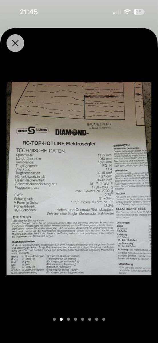 RC Kits de montage: RC-Segler Diamond Hotliner – D'occasion à Altendorf par Roman771 2