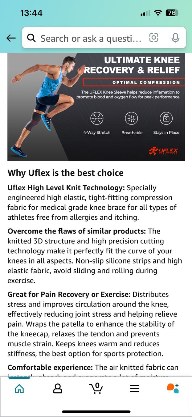 Attrezzature mediche: Uflex Athletics Knee Compression Sleeve Support – Nuovo (secondo la descrizione) da Basel venduto da ann_7w6q 7