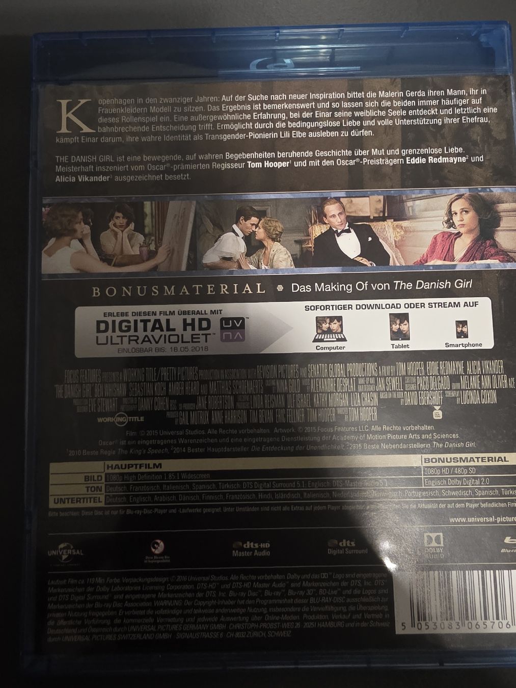 Tutti i DVDs: The Danish Girl Blu-ray  – Usato da Zürich venduto da P-editon 1
