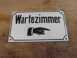 Emailleschild ORIGINAL Wartezimmer 20x12 bombiert