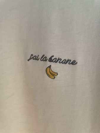Weisses T-Shirt mit Bananen-Print, Gr. S / 100% Baumwolle
