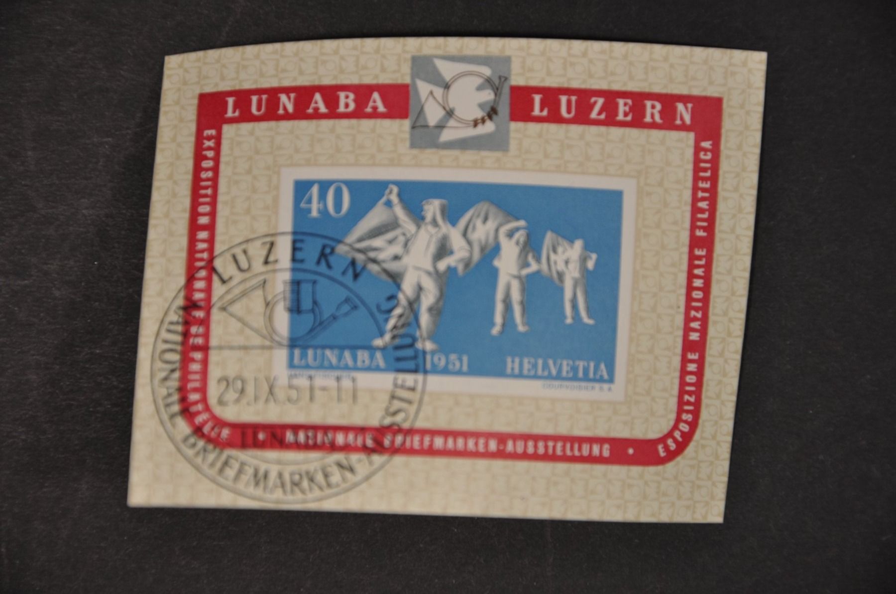 Tutti i francobolli: 1951 LUNABA Block W32 gestempelt Ersttag – Usato da Wolfhalden venduto da Zinauktion