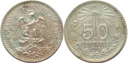 MEXICO 50 Centavos 1919 silver UNC-