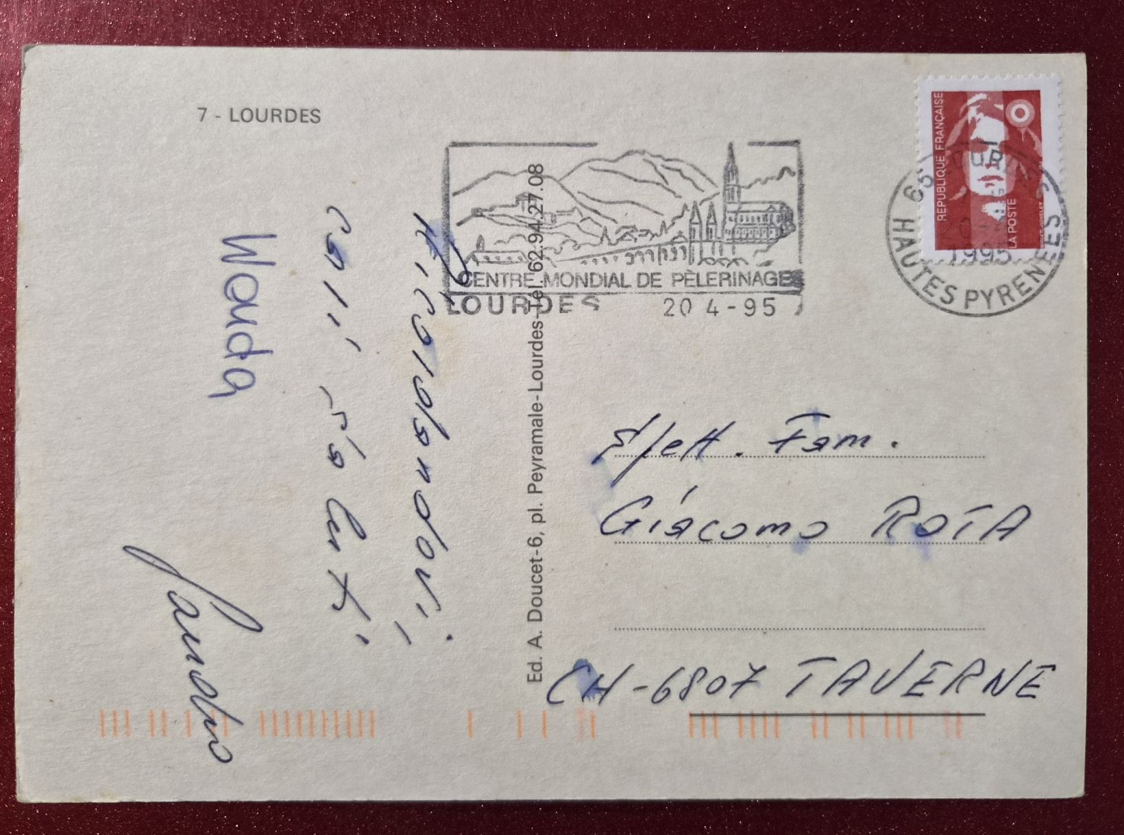 Cartoline postali: Lourdes France 1995 – Usato da Melchnau venduto da Arthurius 1