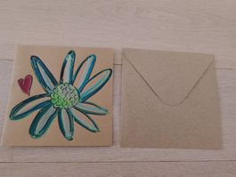 Handgemachte Bei mir Karte mit Umschlag - 15 cm X 15 cm.