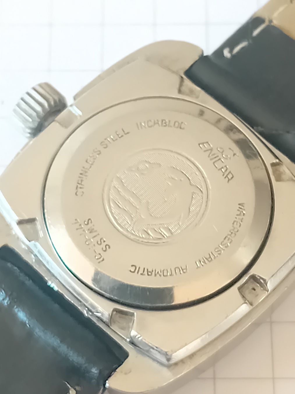 Enicar Orologi: Vintage ENICAR Automatic Stainless Steel, Sleek Black Strap – Usato da Bern venduto da This_that_other_all 7