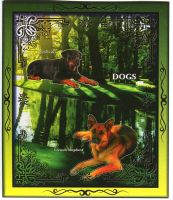 Block Deutsche Schäferhund, Rottweiler. Zentralafrikanische