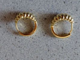 2 Creolen Ohrhänger 925 Silber Vergoldet. 1,2g