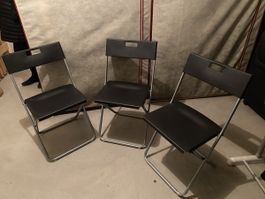 3x Klappstühle Schwarz, Metallgestell - Praktisch!