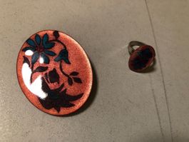 Set Brosche Und Ring Blumen