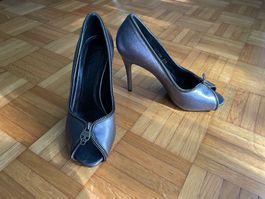 Alexander McQueen Peep-Toe Heels Size 37.5 Zipper Detail
