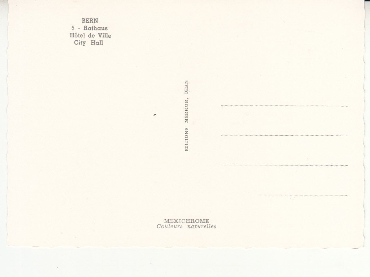 Cartoline postali: Bern Rathaus ca. 1960 – Usato da Bürglen TG venduto da StampGraf 1
