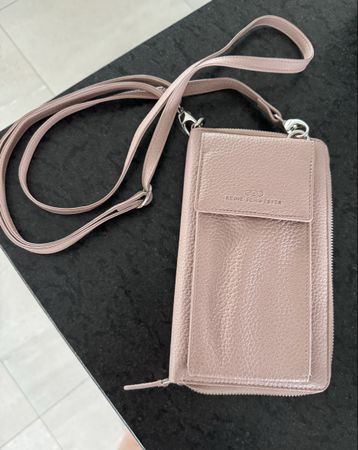 Handytasche/Portemonnaie "Keine Schwester" in Leder altrosa