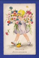 ENFANT - Jeune fille et fleurs - Anniversaire