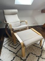 POÄNG Schaukelstuhl, Eichenfurnier Hillared - beige