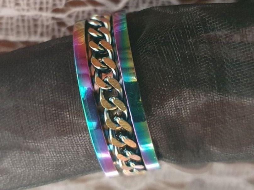 Ringe: Fingerring Edelstahl-Ring Titan Rainbow Durchmesser 22mm – Neu und originalverpackt aus Hittnau von Gamoe