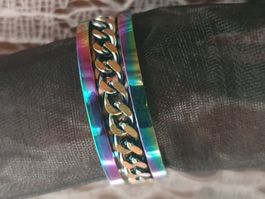 Fingerring Edelstahl-Ring Titan Rainbow Durchmesser 22mm