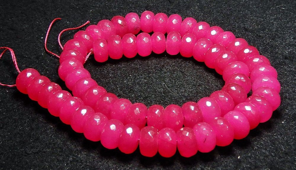 1 Strang natürliche rosa Rubin Rodellen facettiert 10 x 6 mm (Neu ...