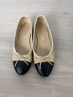 Chanel Classic Beige & Black Ballet Flats, Size 37.5 🖤🤍