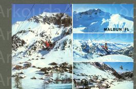 AK color Malbun FL 4-fach-Bild,Hochegg,Sesselb Sareis ≈ 1988