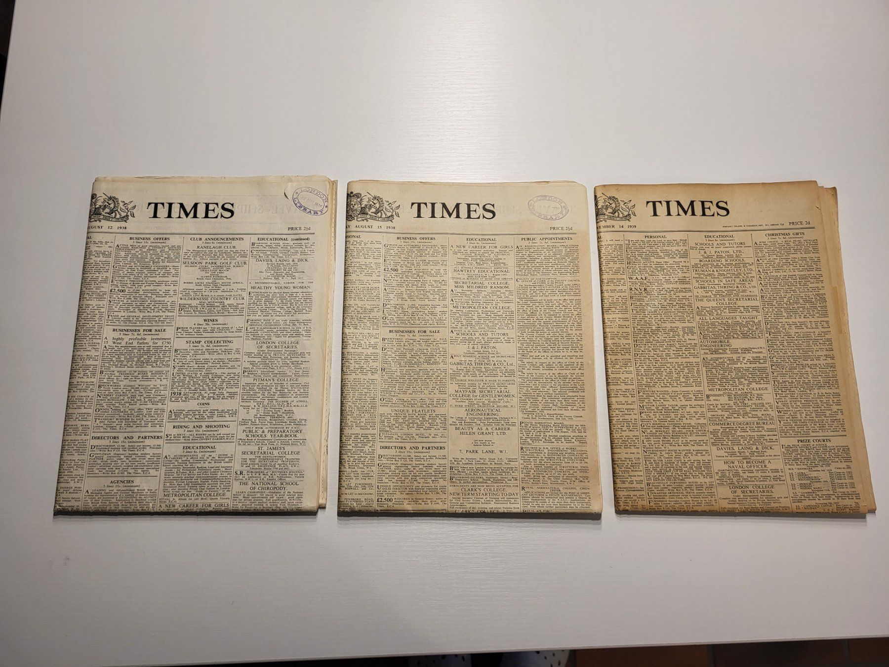 Riviste & Magazine: The Times Zeitungen 1938/1939 – Usato da Suhr venduto da lul_87gh 1