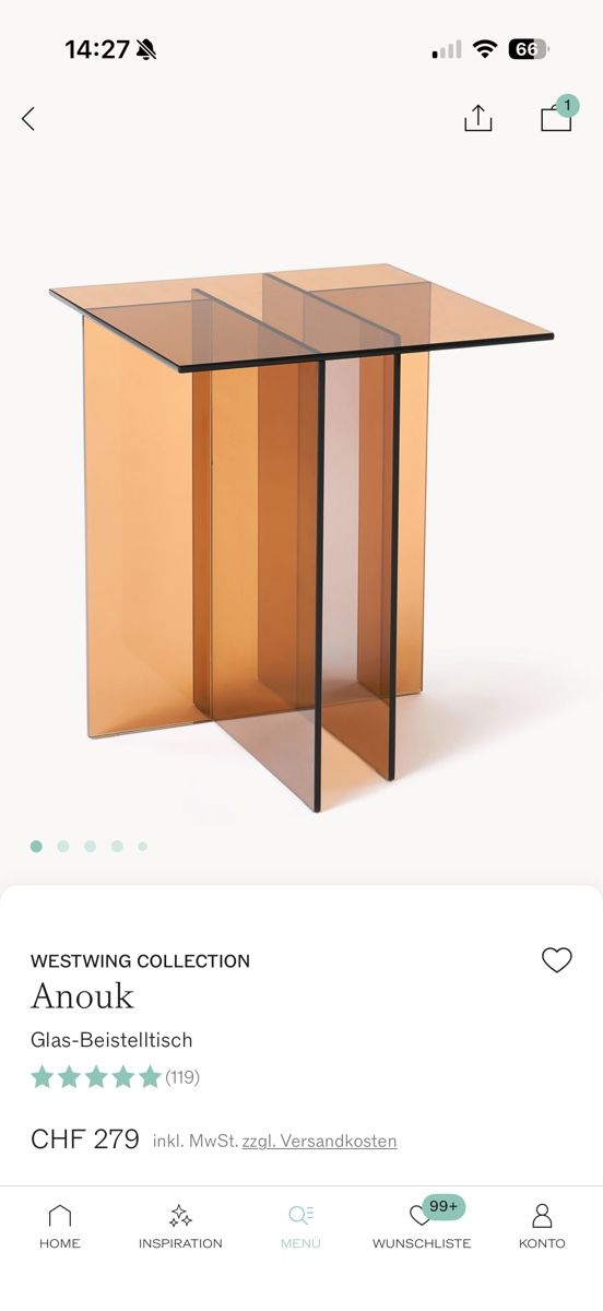Tavoli: Beistelltisch Glas Westwing Anouk – Usato da Wädenswil venduto da celinecelineh 5