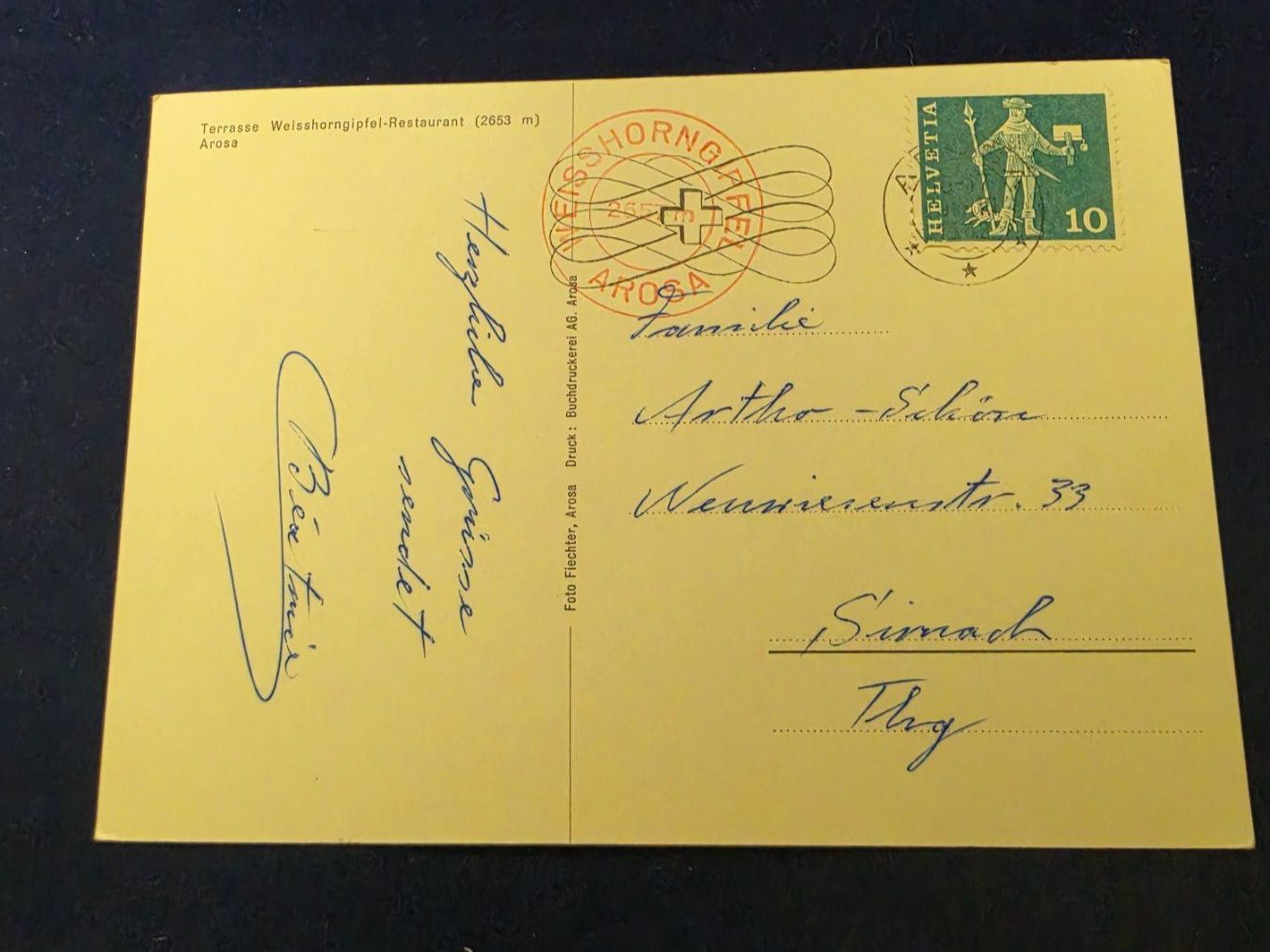 Cartoline postali: Weisshorngipfel Restaurant – Usato da Wald AR venduto da Bwaldy 1