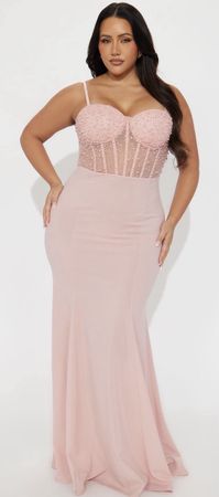 Abendkleid Perlen Korsett rosa Grösse XS (NEU)