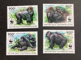Zentralafrika 2015 Satz WWF Gorilla postfrisch