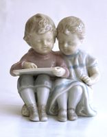 Seltene Figur Mädchen und Junge mit Buch*Jugendstil*HEUBACH*
