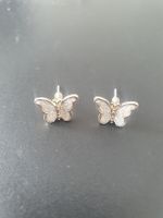 Silberne Schmetterling Ohrstecker Glitzer