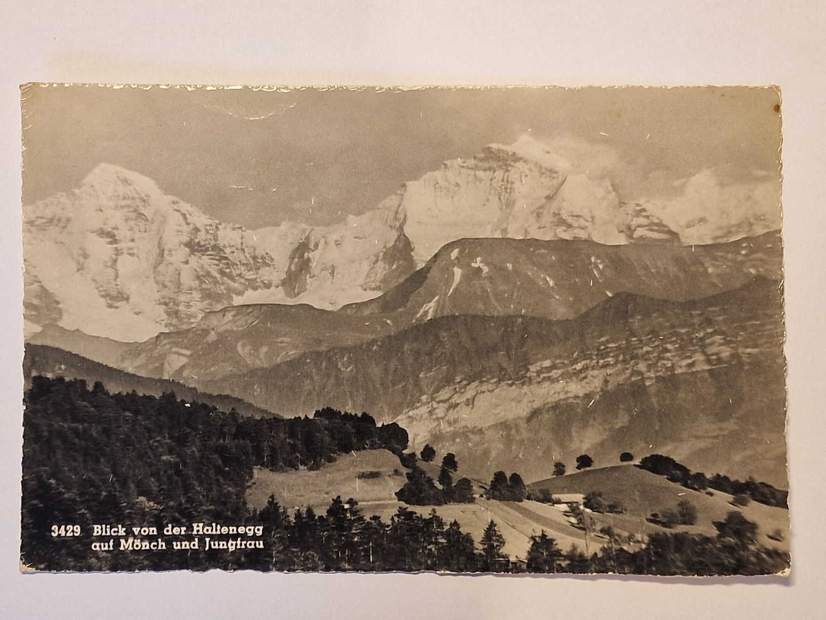 Cartoline postali: Blick von der Haltenegg auf Mönch und Jungfrau – Usato da Rüegsauschachen venduto da Hbru