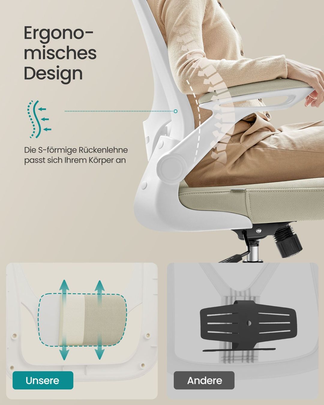 Sedie: Bürostuhl ergonomisch mit Mesh cappuccinobeige – Nuovo e nell'imballaggio originale da Lachen SZ venduto da MAMORU-MOEBEL 2