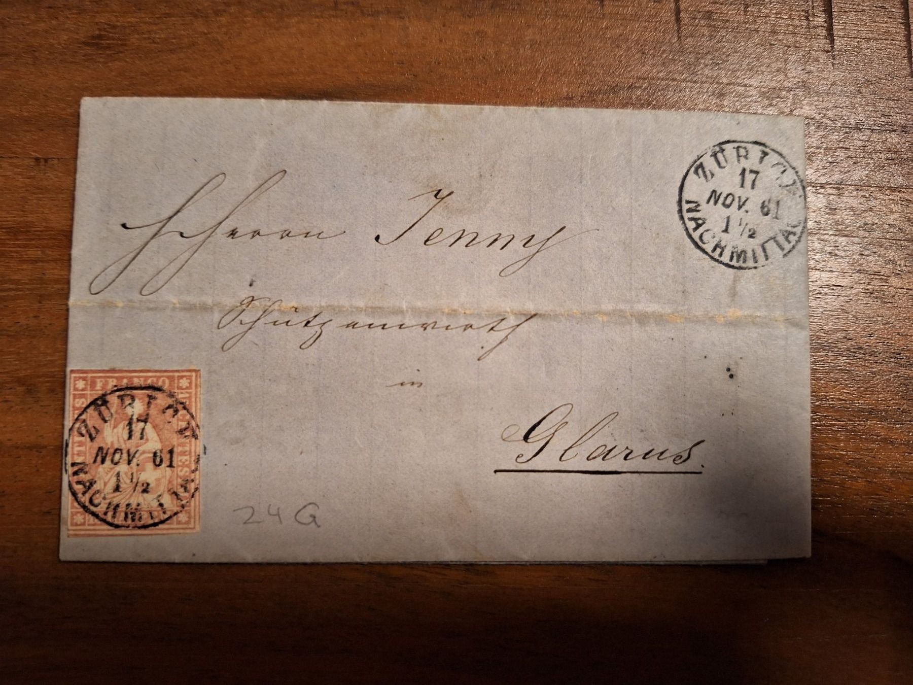 Tutti i francobolli: Strubelbrief 24G Zürich Kat. 180.- – Usato da Balgach venduto da SIMEON27