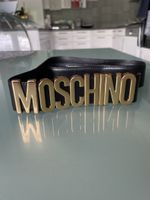 Ceinture en cuir MOSCHINO, noire/dorée 🤩