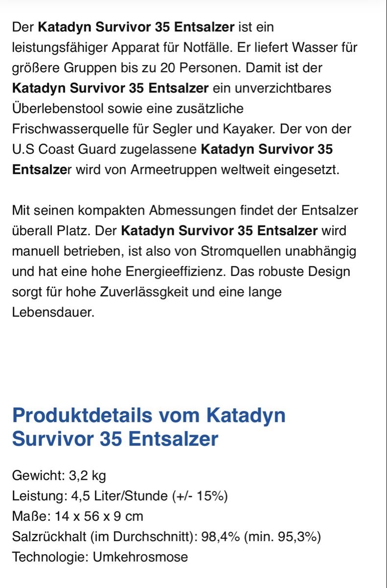 Katadyn Sanitari: Katadyn Entsalzer – Usato da Bern venduto da Klangkid 2