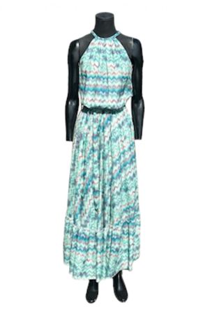 Sommerkleid türkis gemustert Gr. 38 - Maxikleid