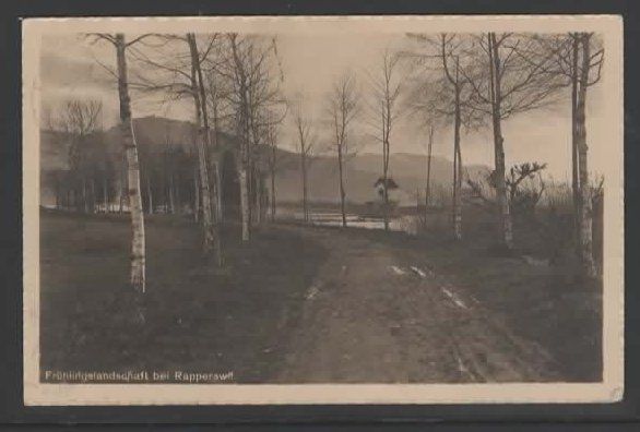 Cartoline postali: Frühlingslandschaft bei Rapperswil 1914   (K – Usato da Ruggell venduto da Masescha