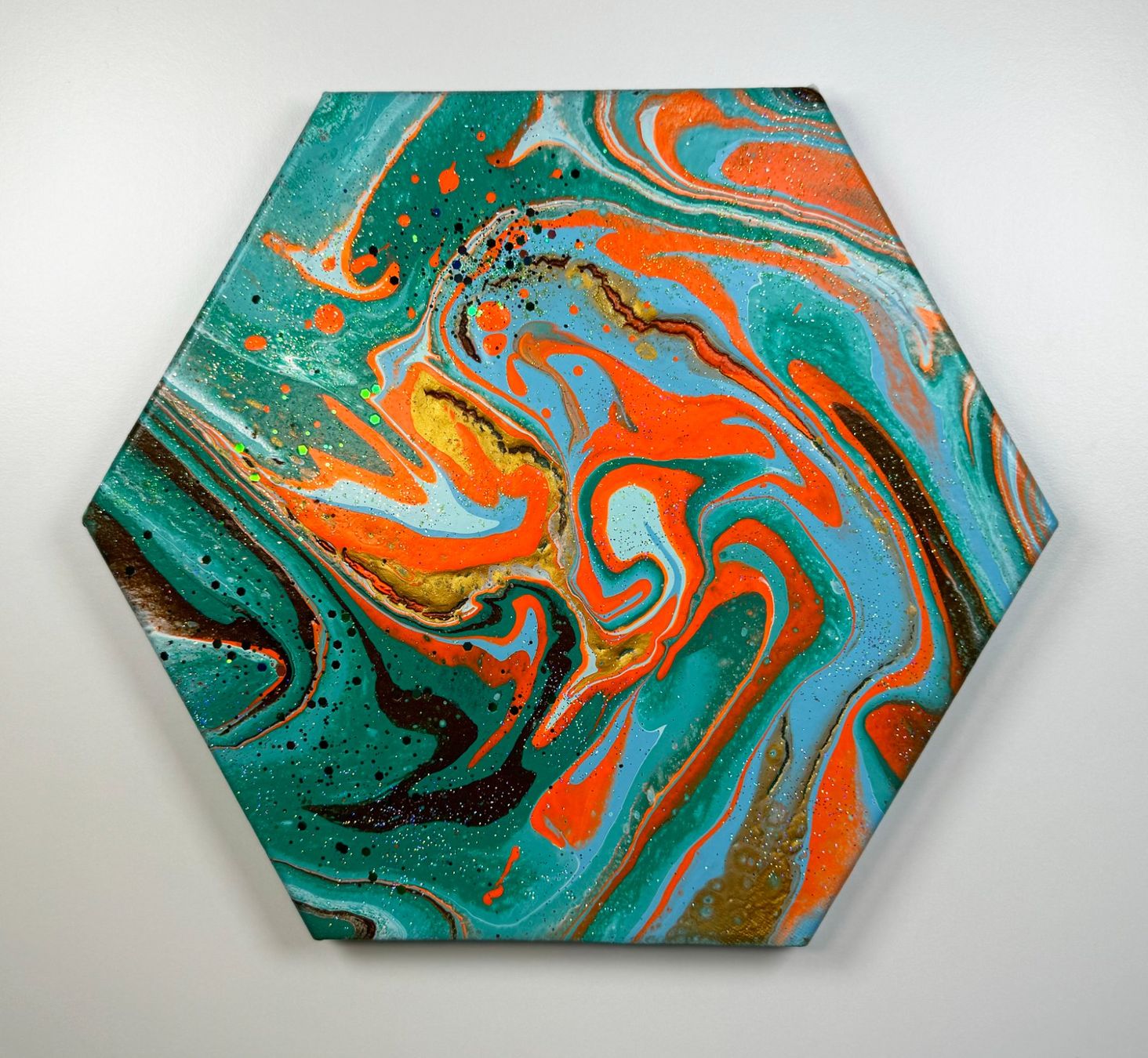 Dipinti: Acryl-Flüssigmalerei, Sechseck – Usato da Schlieren venduto da MayaSheng1983