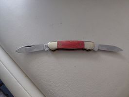 Rarität Messer Frost Cutlery mit rotem Griff, 2 Klingen